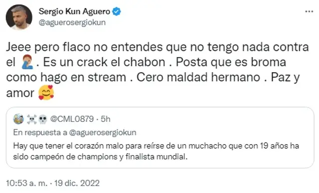 La respuesta de Agüero a los insultos a Camavinga.