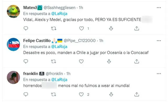 Chilenos están avergonzados por igualar ante Qatar. | Foto: captura de Twitter   