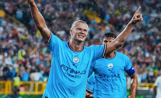 Erling Haaland celebró su primer gol con Manchester City
