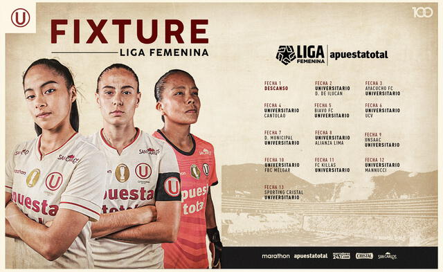 Universitario Femenino, fixture de la temporada 2024.   
