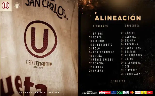 Alineación confirmada de los cremas en Libertadores (Foto: Universitario)