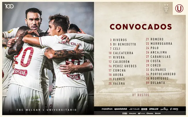 Universitario lista de convocados ante Melgar Universitario lista de convocados ante Melgar