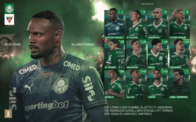 Alineación de Palmeiras vs. Liga de Quito.   