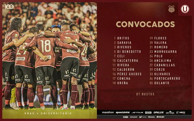 Universitario de Deportes convocados ante Atlético Grau Universitario de Deportes convocados ante Atlético Grau