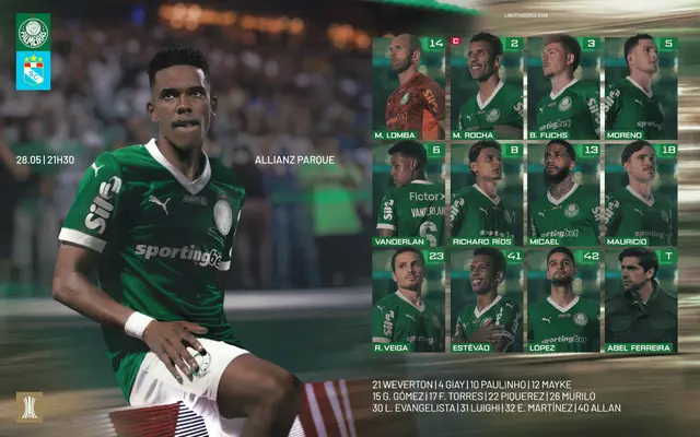 Alineación de Palmeiras vs. Sporting Cristal.   