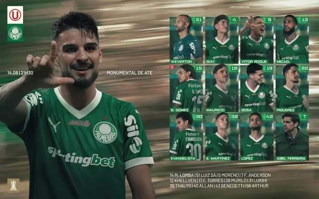 Alineación de Palmeiras vs. Universitario.   