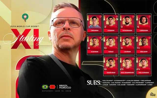 Alineación de Marruecos vs Brasil Alineación de Marruecos vs Brasil