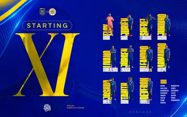 Alineación Curazao vs Ecuador. Foto: Selección de Curazao