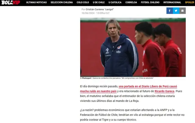 Bolavip habló de la situación de Gareca en Chile.   