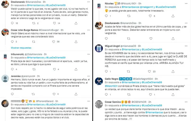 Hinchas de Alianza piden paz entre Barcos y Waldir.