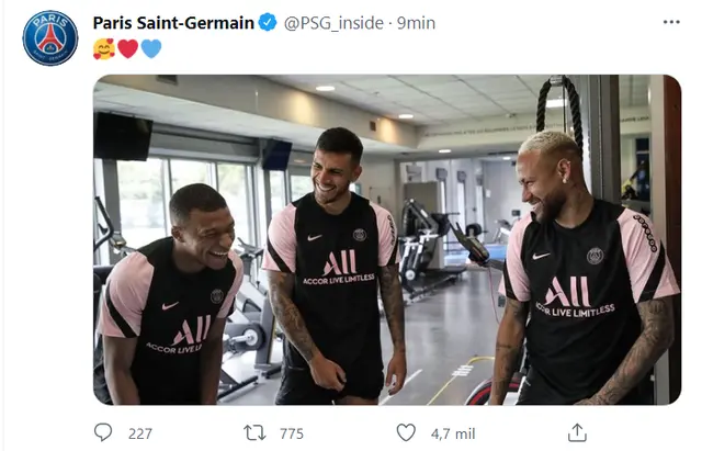 La felicidad de las figuras de PSG en los entrenamientos.    