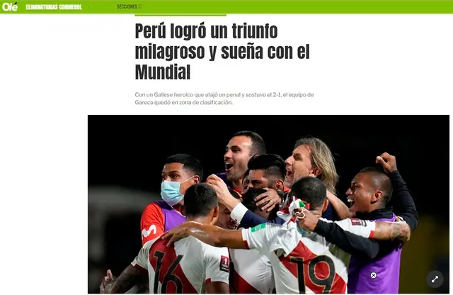 Portada "Olé" de Argentina.   