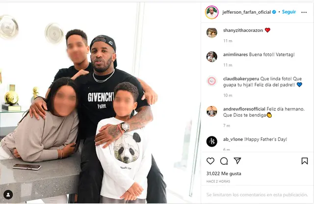 Jefferson Farfán día del padre saludo Instagram