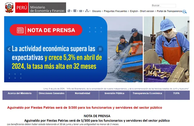 aguinaldo fiestas patrias 2024