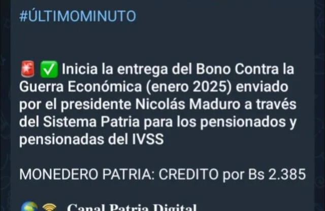 Bono de Guerra pensionados IVSS