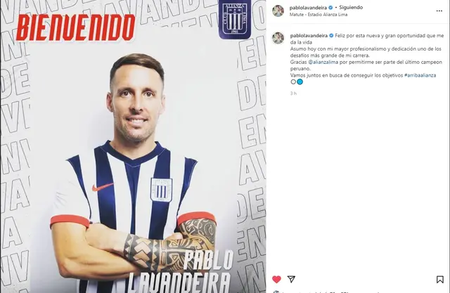 Pablo Lavandeira, nuevo jugador de Alianza Lima 