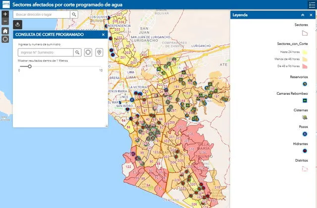 mapa sedapal corte