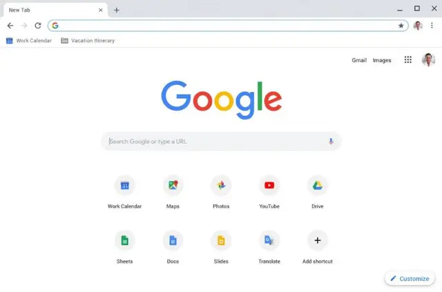Pantalla principal de Google Chrome