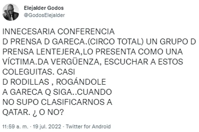 Elejalder Godos contra.Gareca