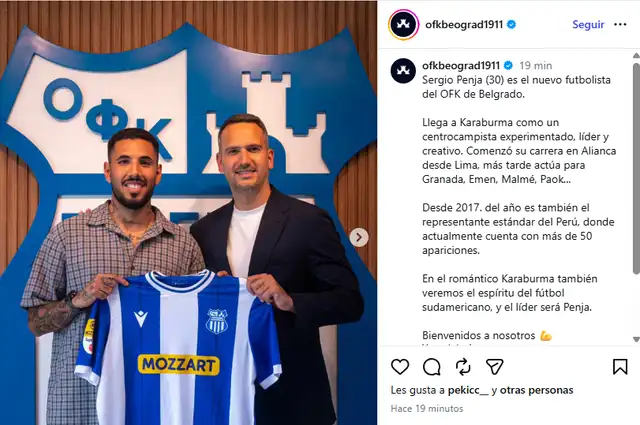 OFK Beograd fue oficializo a Sergio Peña OFK Beograd fue oficializo a Sergio Peña