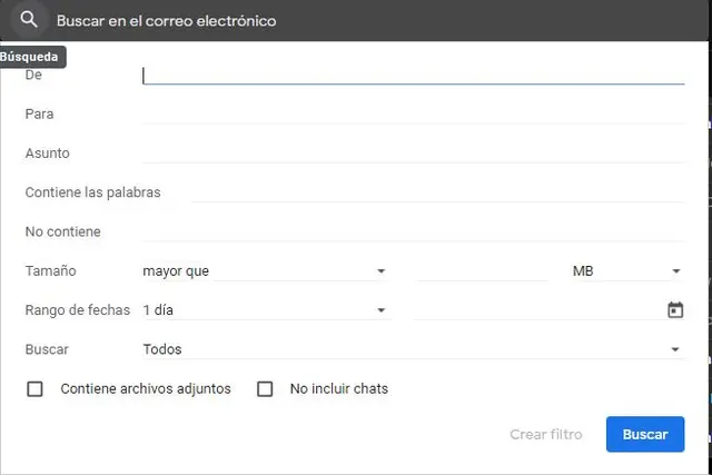 Búsqueda avanzada en Gmail