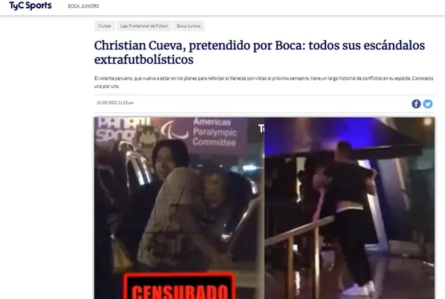 TyC sobre los escándalos de Cueva.