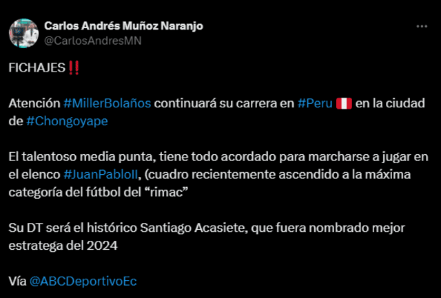 Miler Bolaños, Juan Pablo II