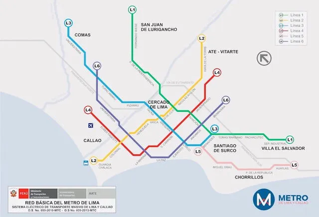 Rutas del Metro de Lima.   