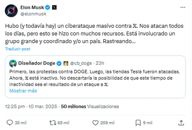Elon Musk denuncia ciberataque masivo a X