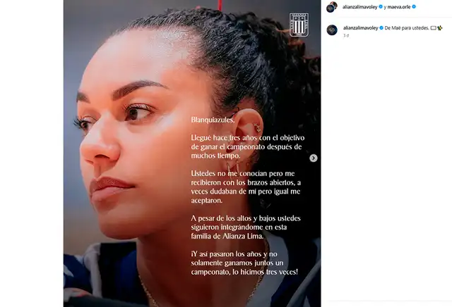 Así se despidió Maeva Orlé de los hinchas blanquiazules