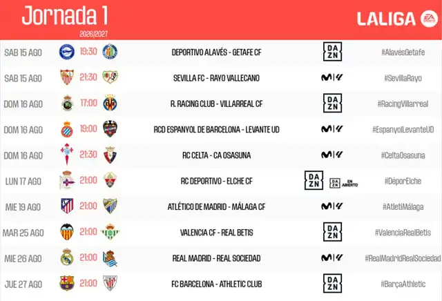 Fixture de LaLiga 2026-2027