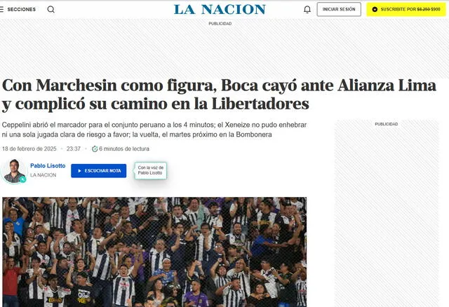 La Nación reaccionó a la caída de Boca Juniors    