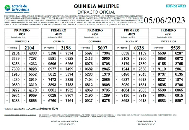 Extracto oficial de La Primera Extracto oficial de La Primera