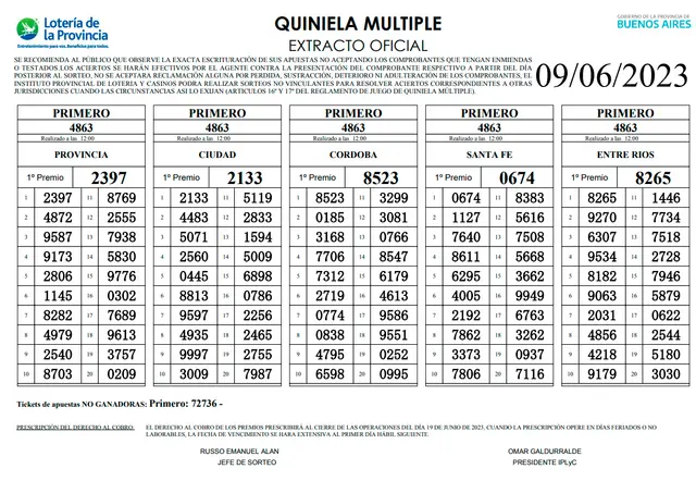 Extracto oficial de La Primera Extracto oficial de La Primera