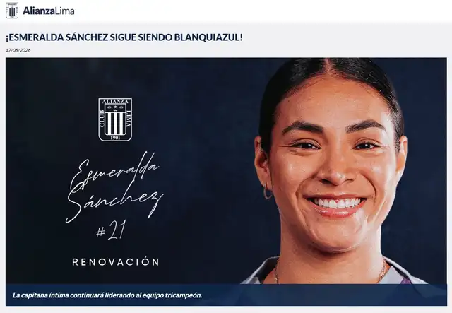 Esmeralda Sánchez seguirá en Alianza Lima hasta 2027  