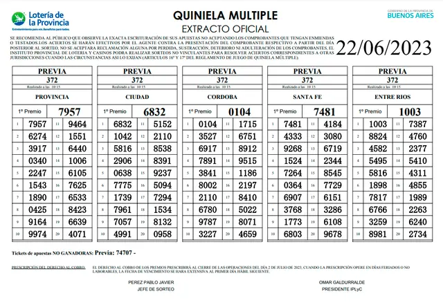 Extracto oficial de la Previa Extracto oficial de la Previa