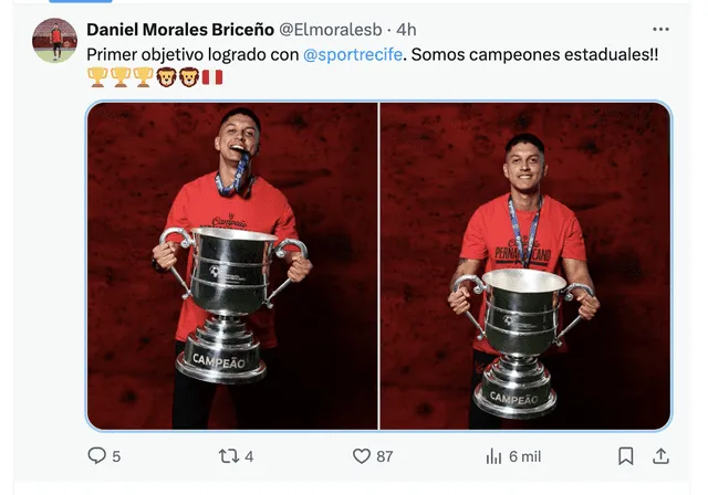 Daniel Morales, campeón con Sport Recife
