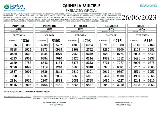 Extracto oficial de La Primera Extracto oficial de La Primera