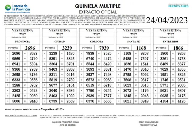 Quiniela extractos