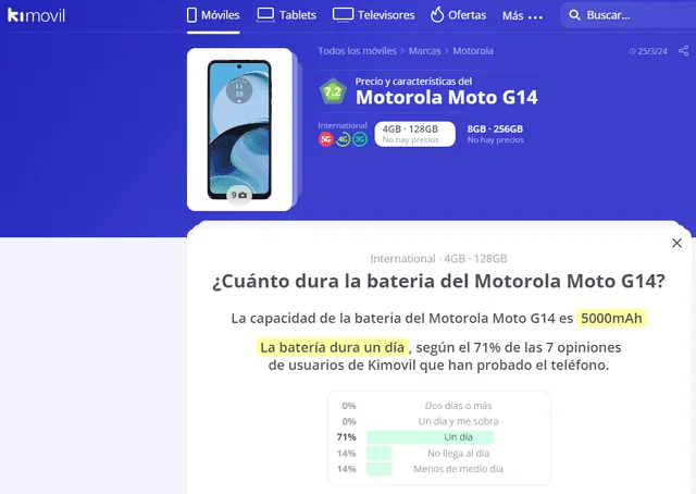 motorola g14 características