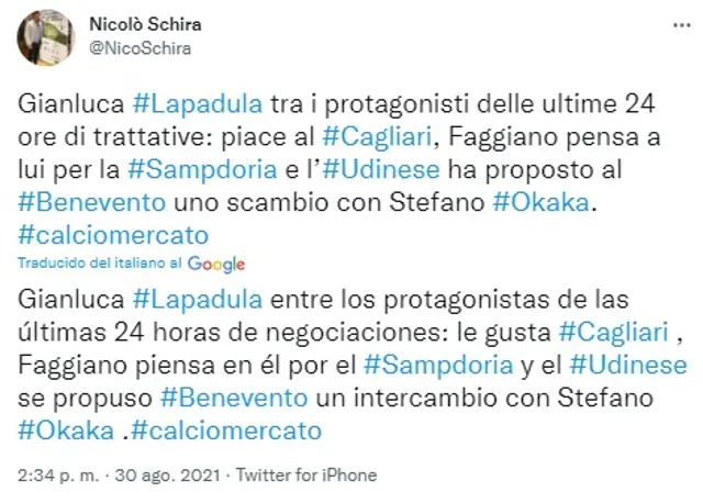 (Foto: Twitter Nicolò Schira)   