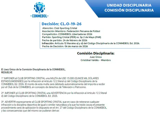 Sporting Cristal, Conmebol