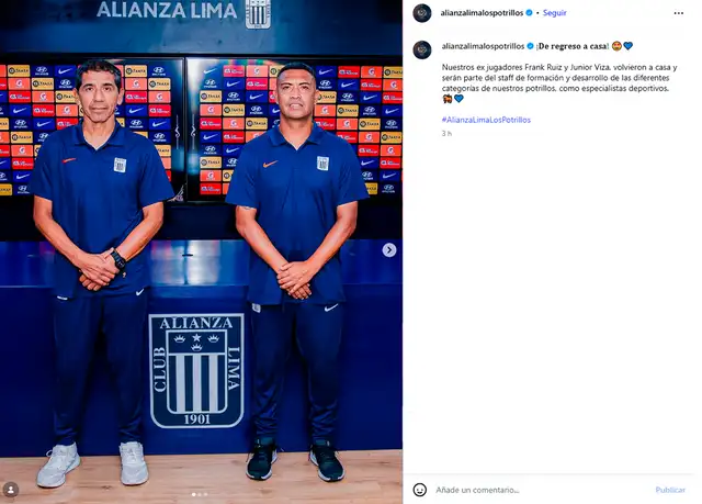 Frank Ruiz y Junior Viza regresaron a Alianza Lima. Foto: Instagram Frank Ruiz y Junior Viza regresaron a Alianza Lima. Foto: Instagram