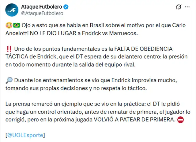 Ancelotti se molestó con Endrick Ancelotti se molestó con Endrick