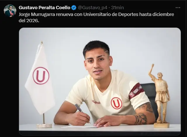 Jorge Murrugarra renovó con Universitario