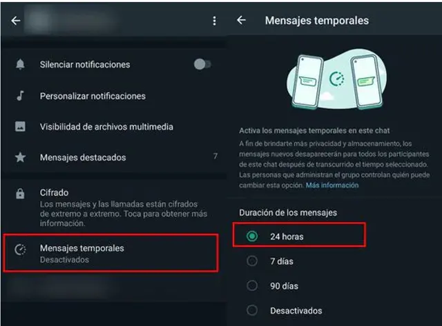 WhatsApp, Mensajes temporales