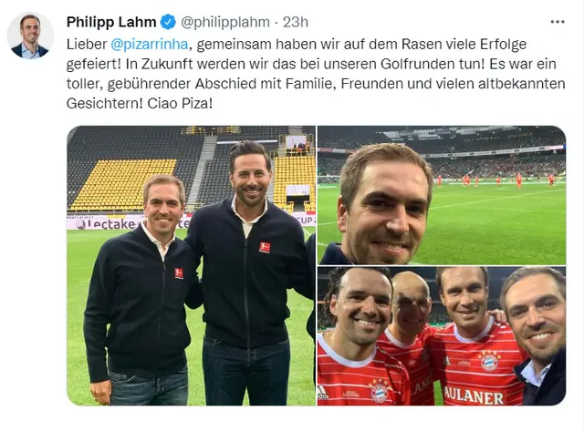 Post de Phillip Lahm a Claudio Pizarro. Post de Phillip Lahm a Claudio Pizarro.