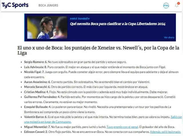 TyC Sports sobre Luis Advíncula