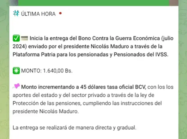 monto del bono de guerra aumento