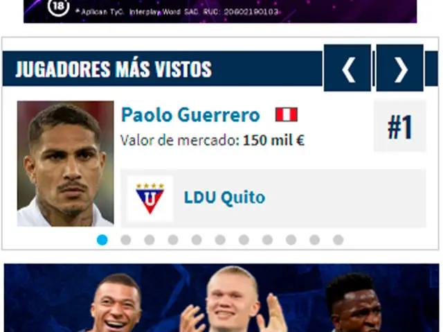 Paolo Guerrero es el jugador más buscado